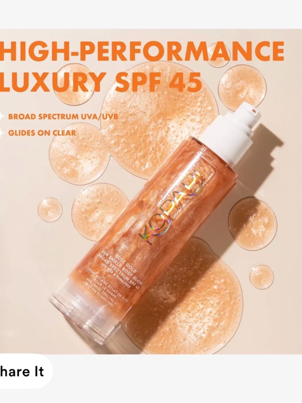 Kopari Rose-Gold Shimmer Body Glow SPF 45